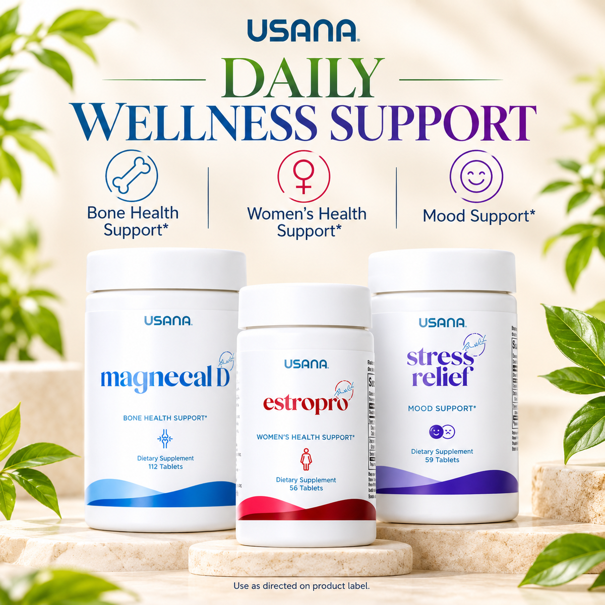 USANA Balance Support Pack | Women's Daily Wellness Bundle | Herbal + Mineral Formula Set | Women's Balance Collection with Chasteberry, Magnesium, Vitamin B6, Saffron, Herbal Extracts and Mineral Nutrients