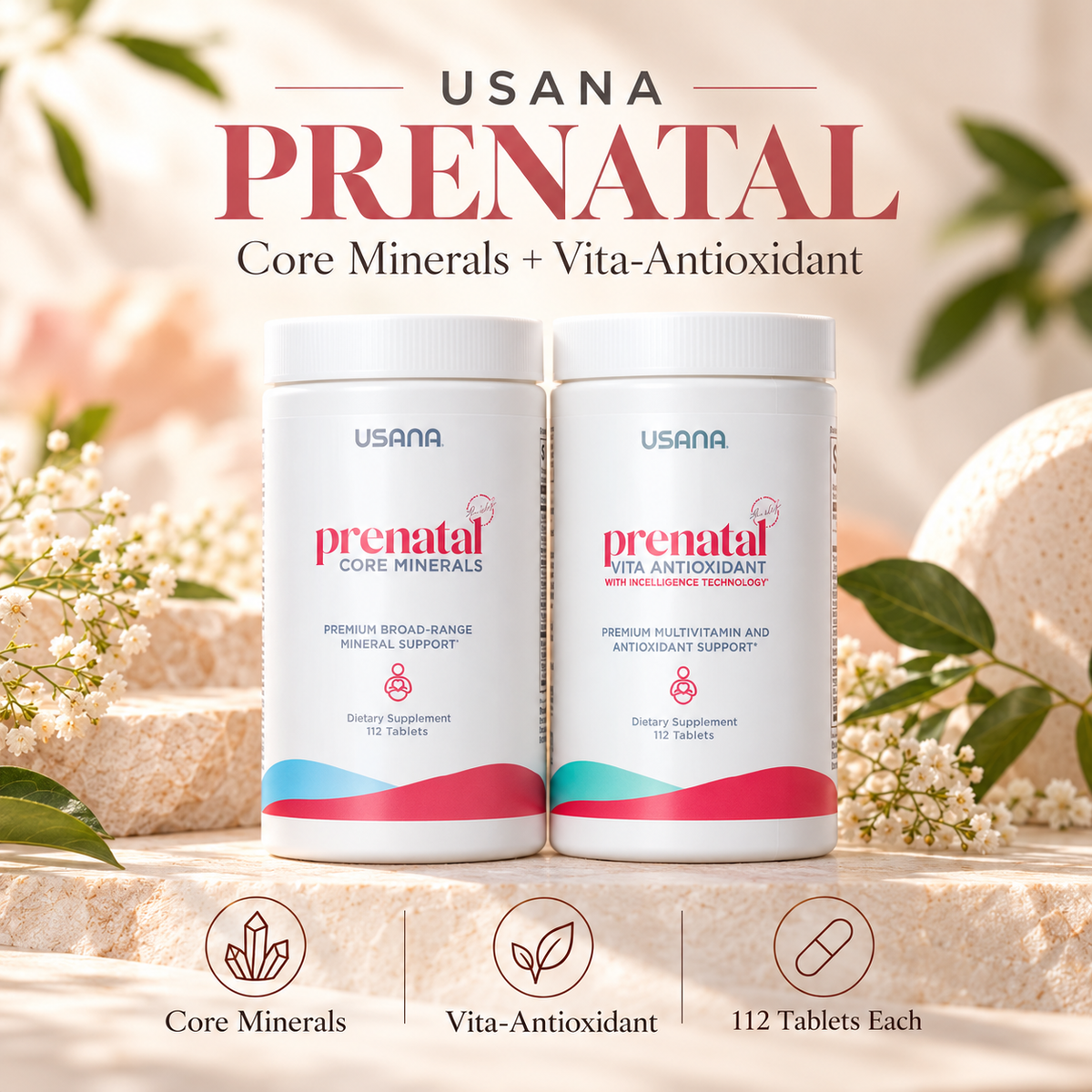 USANA Prenatal CellSentials | Prenatal Vitamin Mineral Supplement Essential Nutrients Cellular Nutrition Daily Wellness Pregnancy Nutrition Maternal Nutrition Dietary Supplement Nutritional Wellness Vitamin Mineral Formula