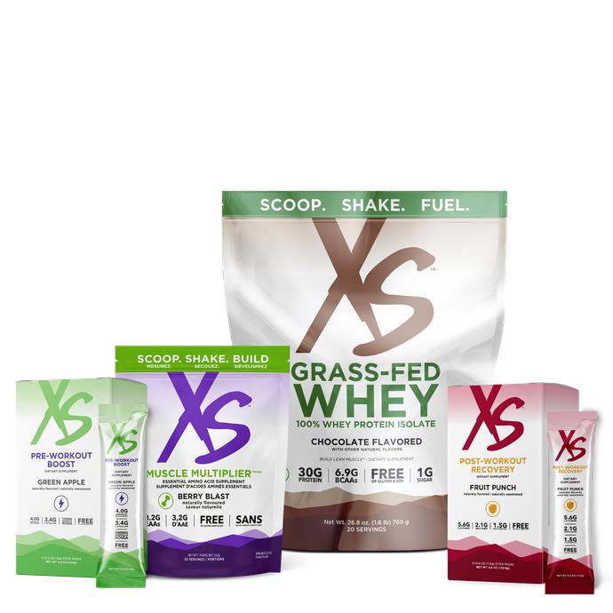 Amyway XS Fitness Jump Start Solution Chocolate | Complete Workout Nutrition Bundle | Pre Workout During Workout Post Workout Nutrition with Protein Drink Mix Recovery Formula Sports Nutrition Performance Routine