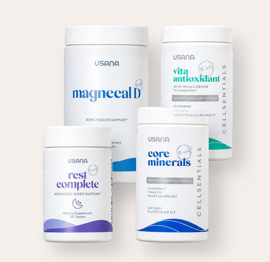 USANA Daily Renewal Pack | Daily Nutrition & Nighttime Wellness Bundle | HealthPak Proflavanol C100 BiOmega Probiotic CoQuinone 30 Vitamin D Proglucamune Daily Essentials Nighttime Routine Nutritional Products