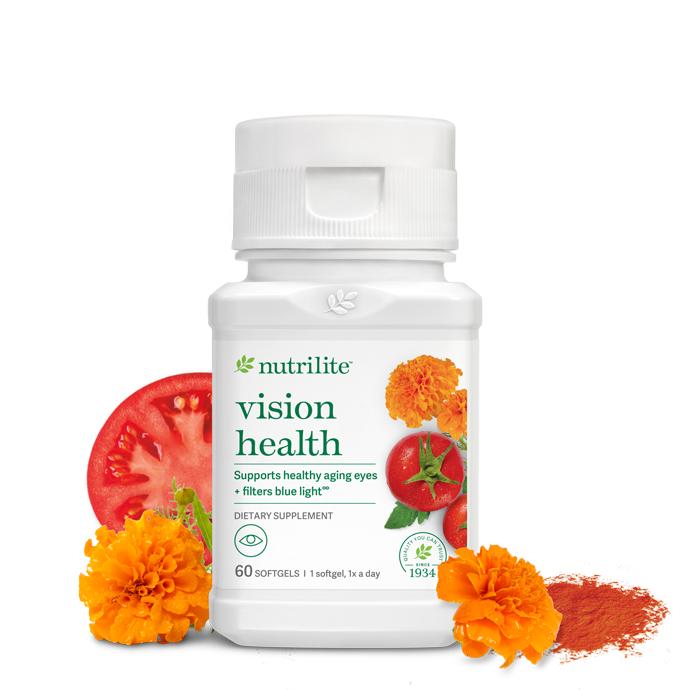 Amway Nutrilite Vision Health Softgels 60 Count | Lutein Zeaxanthin Blend | Marigold Extract Lycopene Beta Carotene Zinc | Softgel Formula | Nutrilite Vision Health | 60 Softgels | Carotenoid Nutrients | Plant Extract Formula | Original Formula for Adults