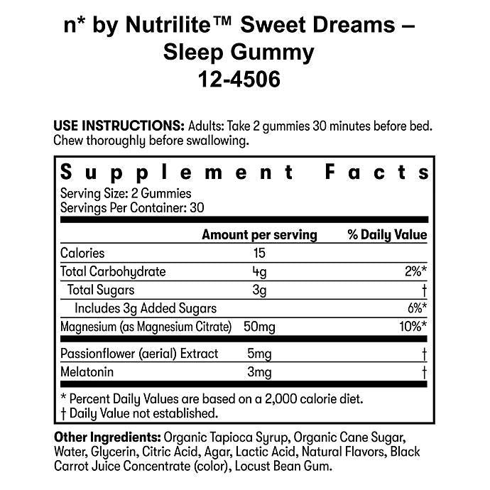 Amway n by Nutrilite Sweet Dreams Sleep Gummies 30 Servings | Melatonin & Passionflower | Blueberry Lavender Flavor | Pectin 
