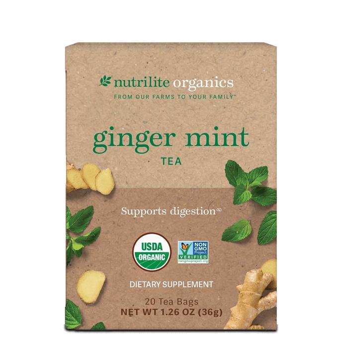 Nutrilite Organics Ginger Mint Tea 20 Servings Organic Herbal Tea with Ginger and Mint Plant Based Caffeine Free Herbal Beverage Natural Flavor for Daily Refreshment Relaxing Tea Ritual and Convenient Wellness Routines