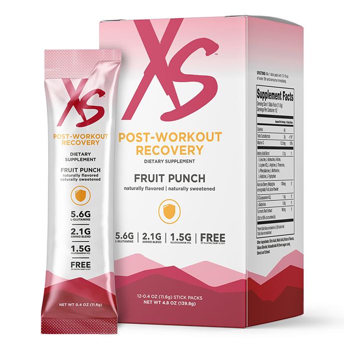 Amway XS Post-Workout Recovery Fruit Punch | 12 Stick Packs | Recovery Drink Mix | Fruit Punch Drink Mix | XS Post-Workout Drink | 12 Pack | Fruit Punch Flavor | Stick Pack Drink Mix | Amway XS Recovery Mix | Post-Workout Drink | Fruit Punch Recovery Pack