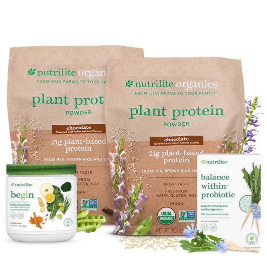 Amway Nutrilite Begin 30 Holistic Wellness Program Solution – Chocolate/Chocolate | 30-Day Wellness Bundle | Begin 30 Vanilla Nutrition Solution with Nutrilite Begin 30 Vanilla Product Set and Daily Nutrition Components