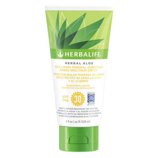 Herbal Aloe Face & Body Mineral Sunscreen SPF 30 – Broad Spectrum Sun Protection with Aloe for All-Day Hydration