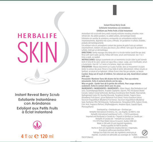 Herbalife Skin Instant Reveal Berry Scrub: Antioxidant-Rich Exfoliating Scrub with Bamboo & Berry Seeds for Smoother, Radiant Skin